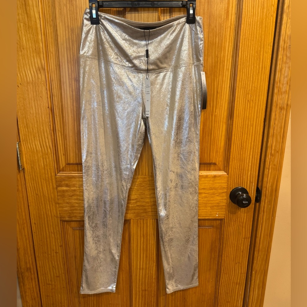 NWT Athena Marie Women's Tummy Control Gold Flecked Leggings Polyester Small